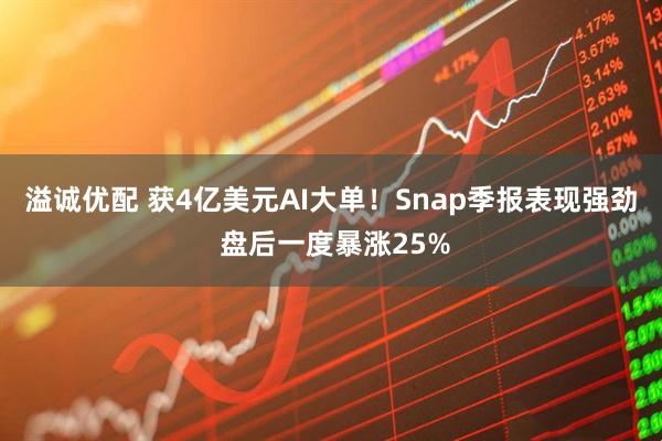 溢诚优配 获4亿美元AI大单！Snap季报表现强劲 盘后一度暴涨25%